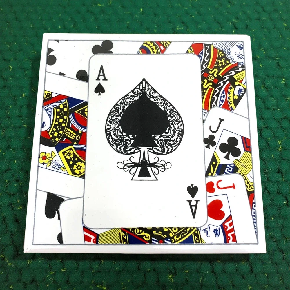 Vintage NEW Aces High Playing Card Ceramic Porcelain Coasters Cork Backed 4.25